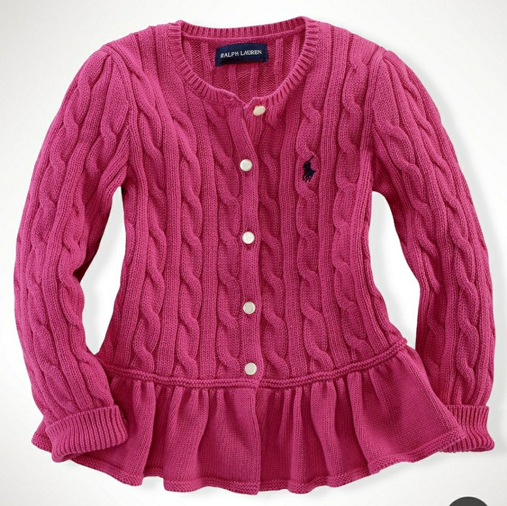 Ralph Lauren Polo Pink Peplum Cardigan Size 4/4T
